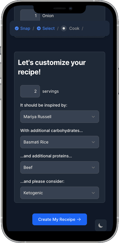 Customise your recipe!